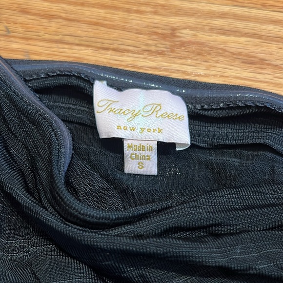 Tracy Reese NYC one shoulder ruched band stretchy black top - Picture 4 of 10